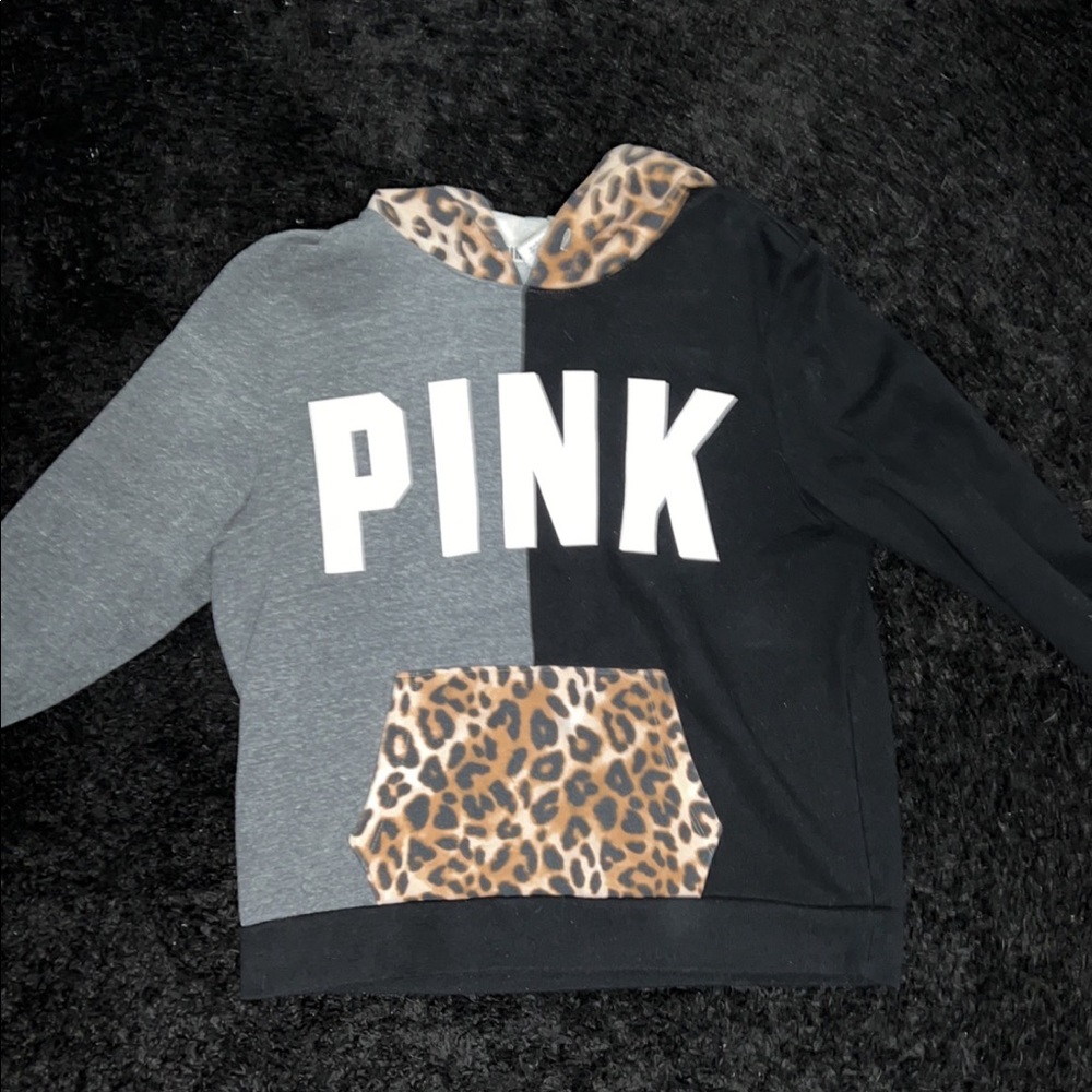 PINK Cheetah colorblock hoodie